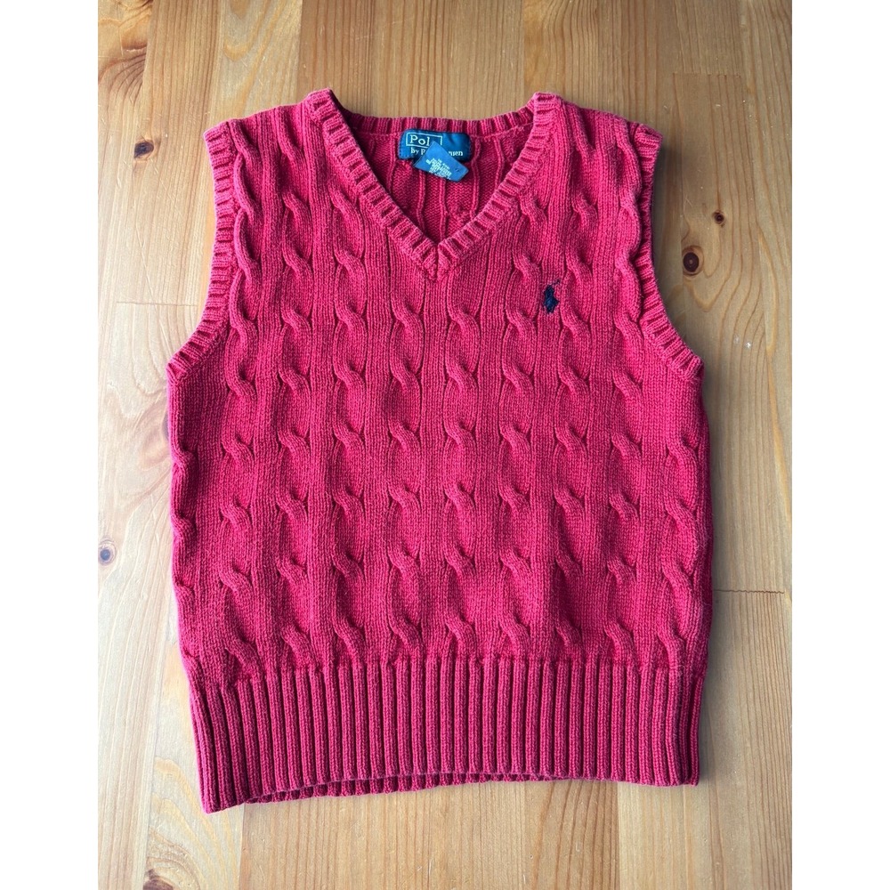 Toddler Vintage Polo‎ Ralph Lauren Cable Knit Sweater Vest Size 3T